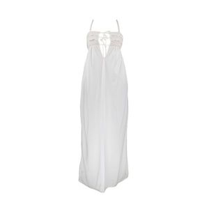Vintage White Nylon Ruffled Lace Maxi Slip
